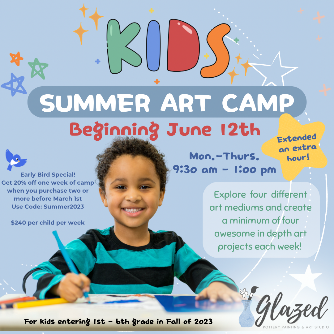 Summer Camp 2023 – Glazed Pottery Painting & Art Studio