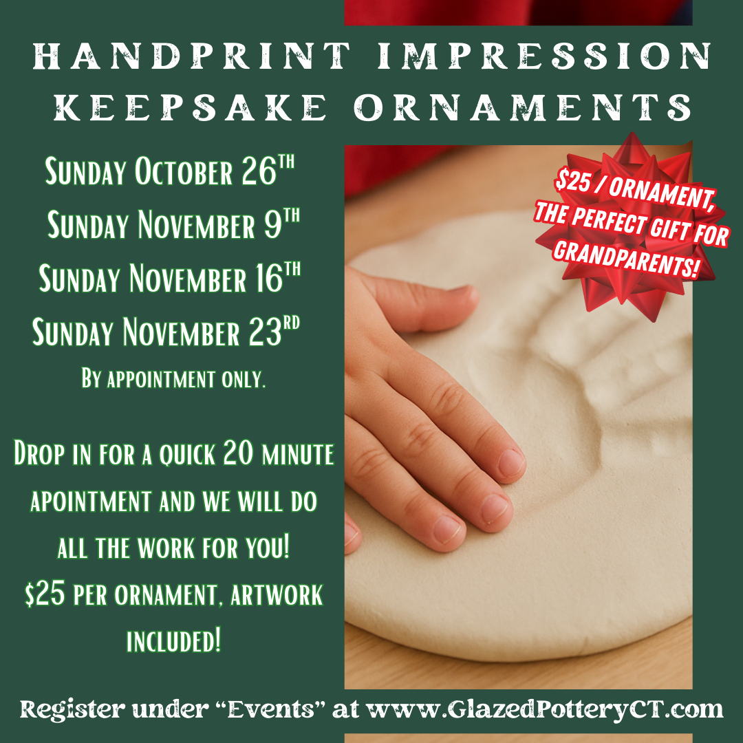 Wet Clay Handprint Ornaments - Appointment Only   |   Sunday October 26th
