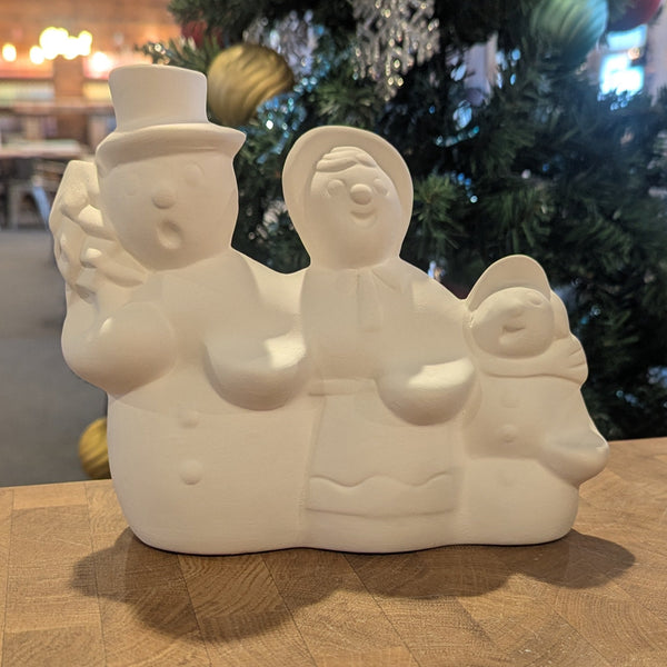 Triple Snow Person Figurine Hand Made